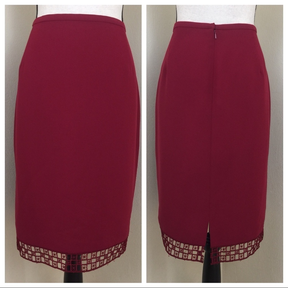 Maggy L.  Skirt. Pencil. Burgundy. Sz 14.